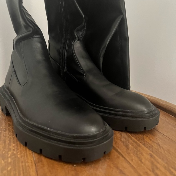 ZARA | Boots Black Above The Knee Moto Style - Picture 5 of 13